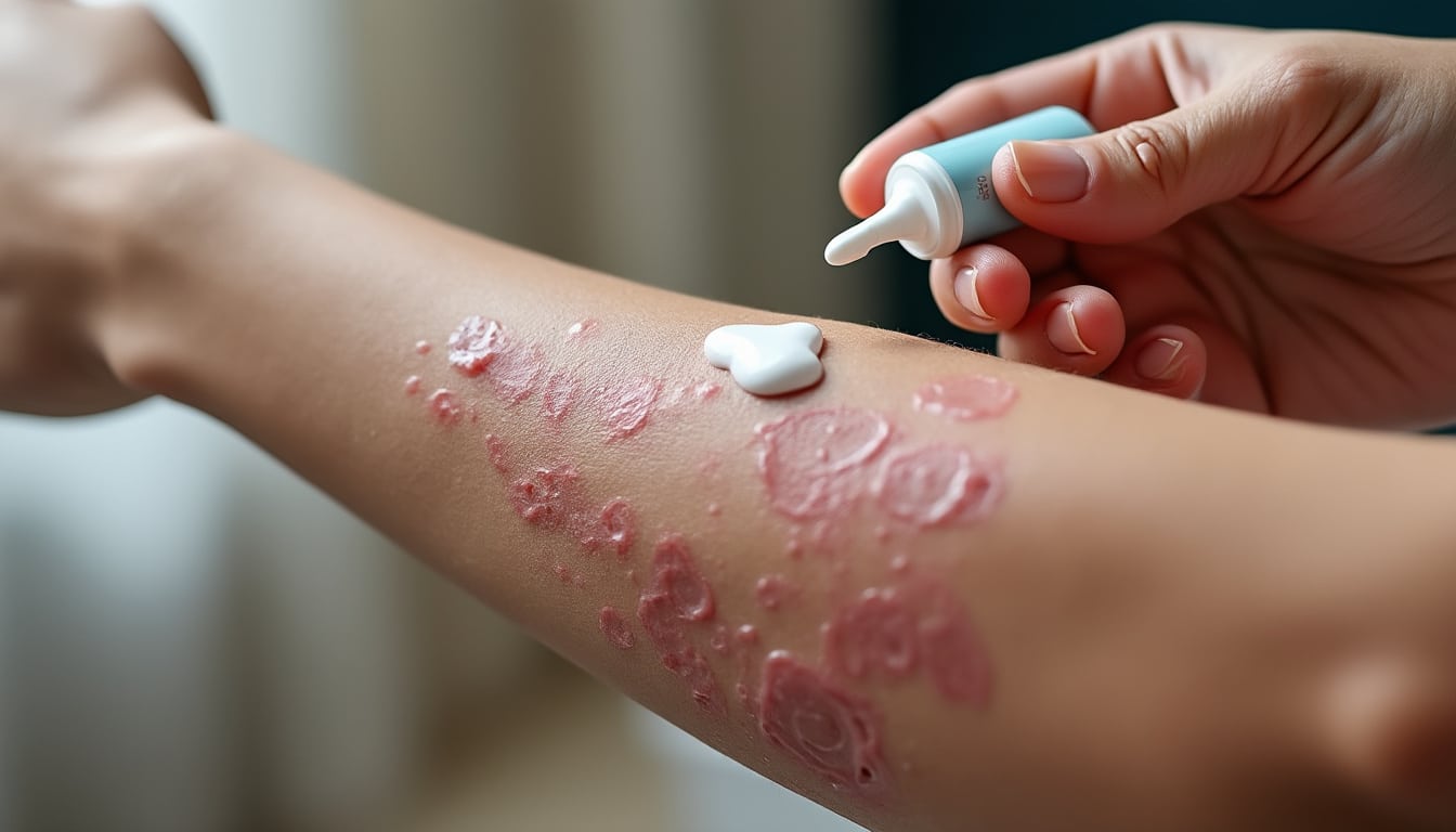 découvrez comment l'application de pommades aux corticoïdes locaux est utilisée dans le traitement du psoriasis pour soulager efficacement l'inflammation et les symptômes cutanés.