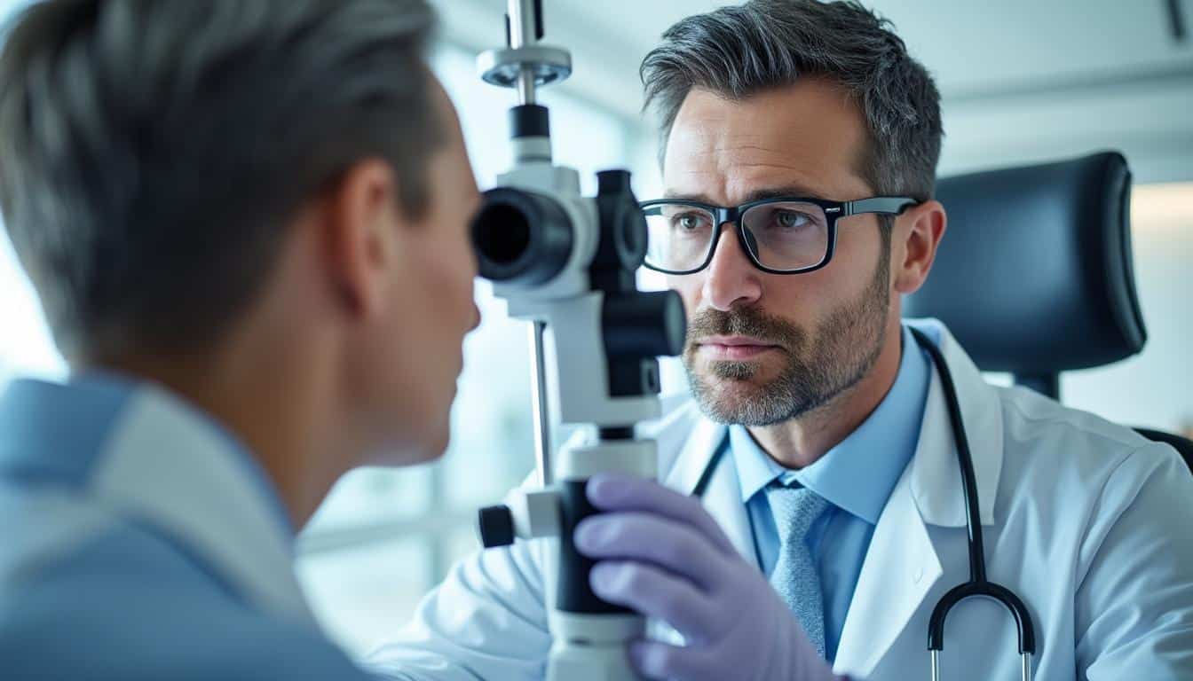 l'examen du fond d'œil par un ophtalmologiste permet de dépister la rétinopathie de manière précise et précoce pour une prise en charge efficace.