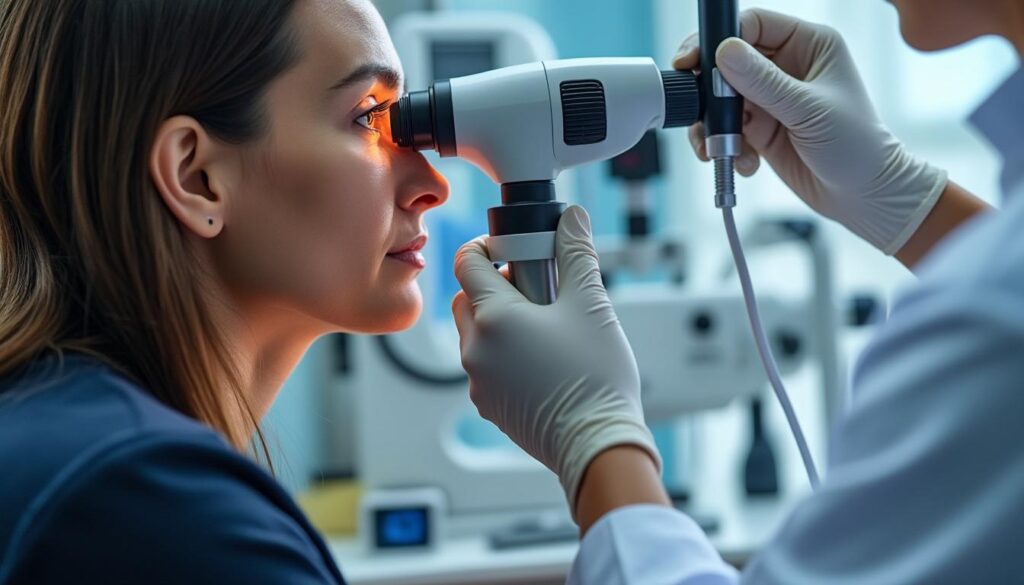 l'examen du fond d'œil par l'ophtalmologiste permet de dépister la rétinopathie et d'évaluer la santé de la rétine pour prévenir toute perte de vision.