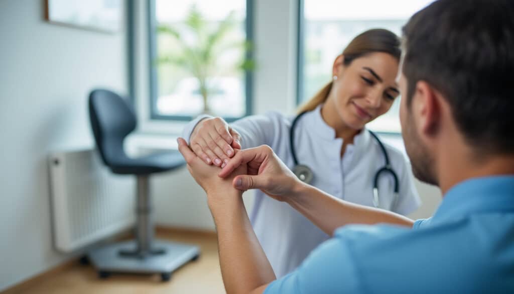 découvrez comment la mobilisation douce de l'articulation douloureuse peut déclencher l'algodystrophie et son importance dans la rééducation pour un rétablissement optimal.